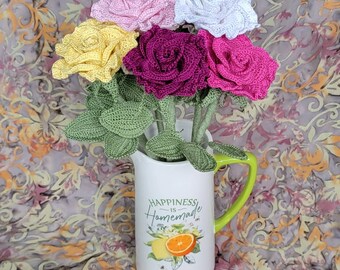 Rose au crochet réaliste : Saint-Valentin, cadeau de fête des mères