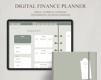 Digital Finance Planner | Budget Planner | Finance Tracker | GoodNotes Finance Planner | Simple Minimal  Budget Template | Hyperlinked