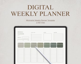 Digital Weekly Planner | Undated Minimalist Planner | iPad Goodnotes Planner | Weekly Planner | Productivity | Cute Planner