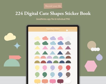 Digital Stickers book for GoodNotes Planners Precropped  PNG Notability Cute Shape