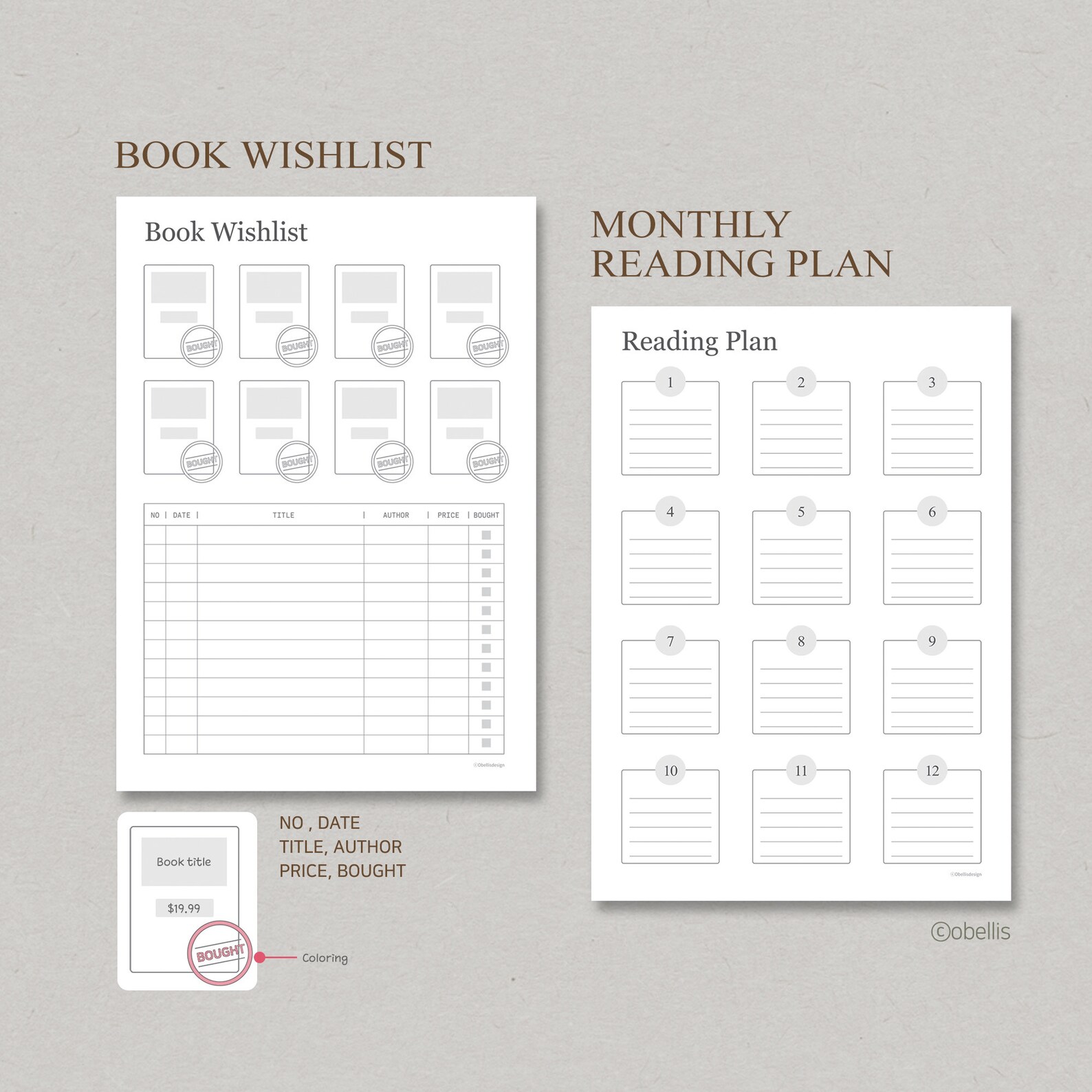 Reading Journal Printable PDF Digital Book Lovers Planner | Etsy