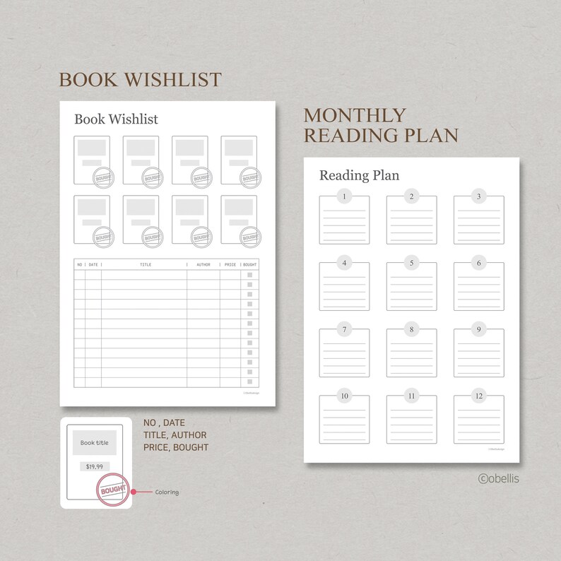 Reading Journal Printable PDF Digital Book Planner Tracker Reading Log ...