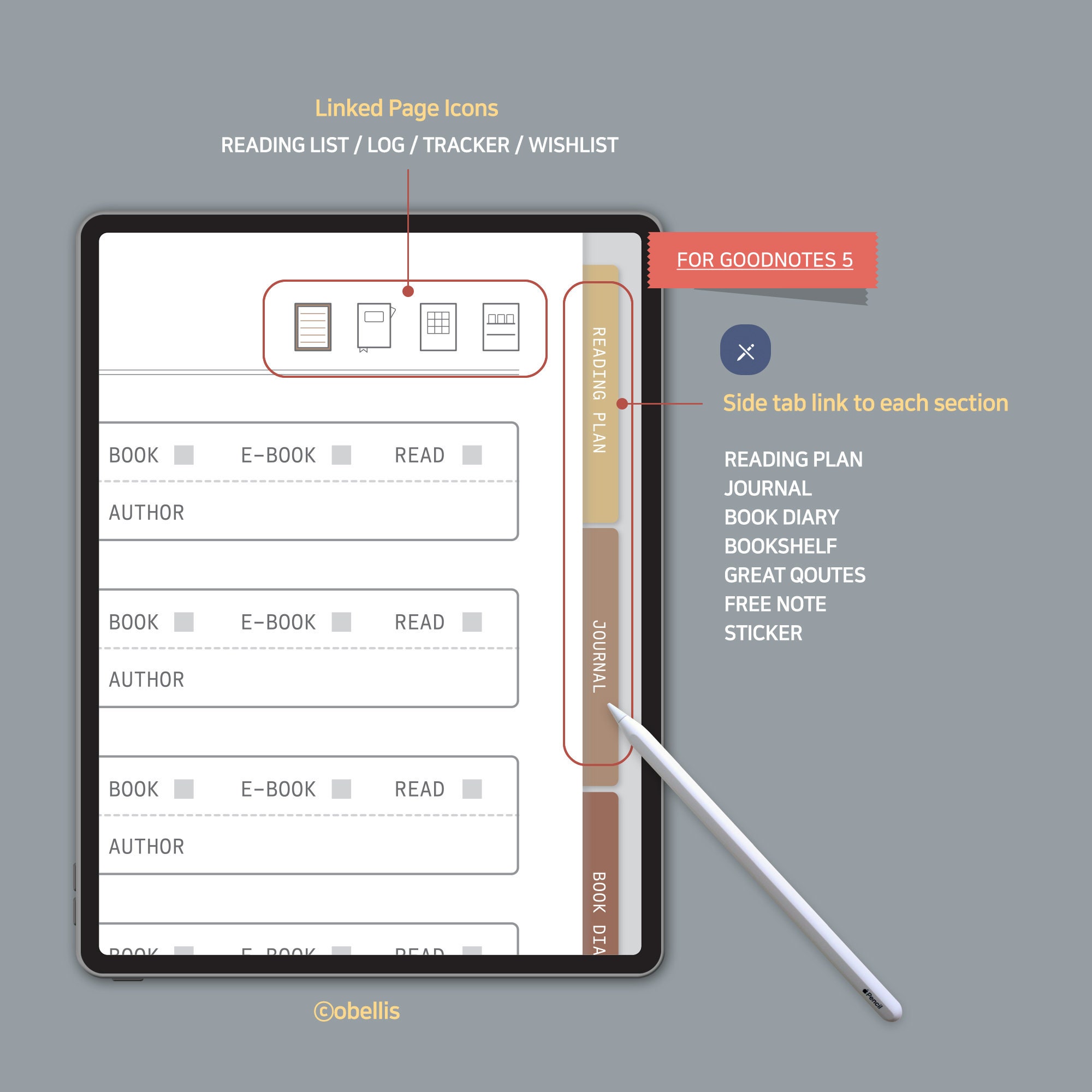 Digital Goodnotes Reading Journal Tracker 100 Books Etsy