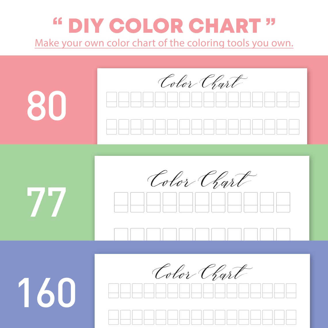 DIY Coloring Sheets, Make Your Own Color Pencil Chart, Adult Kids ...