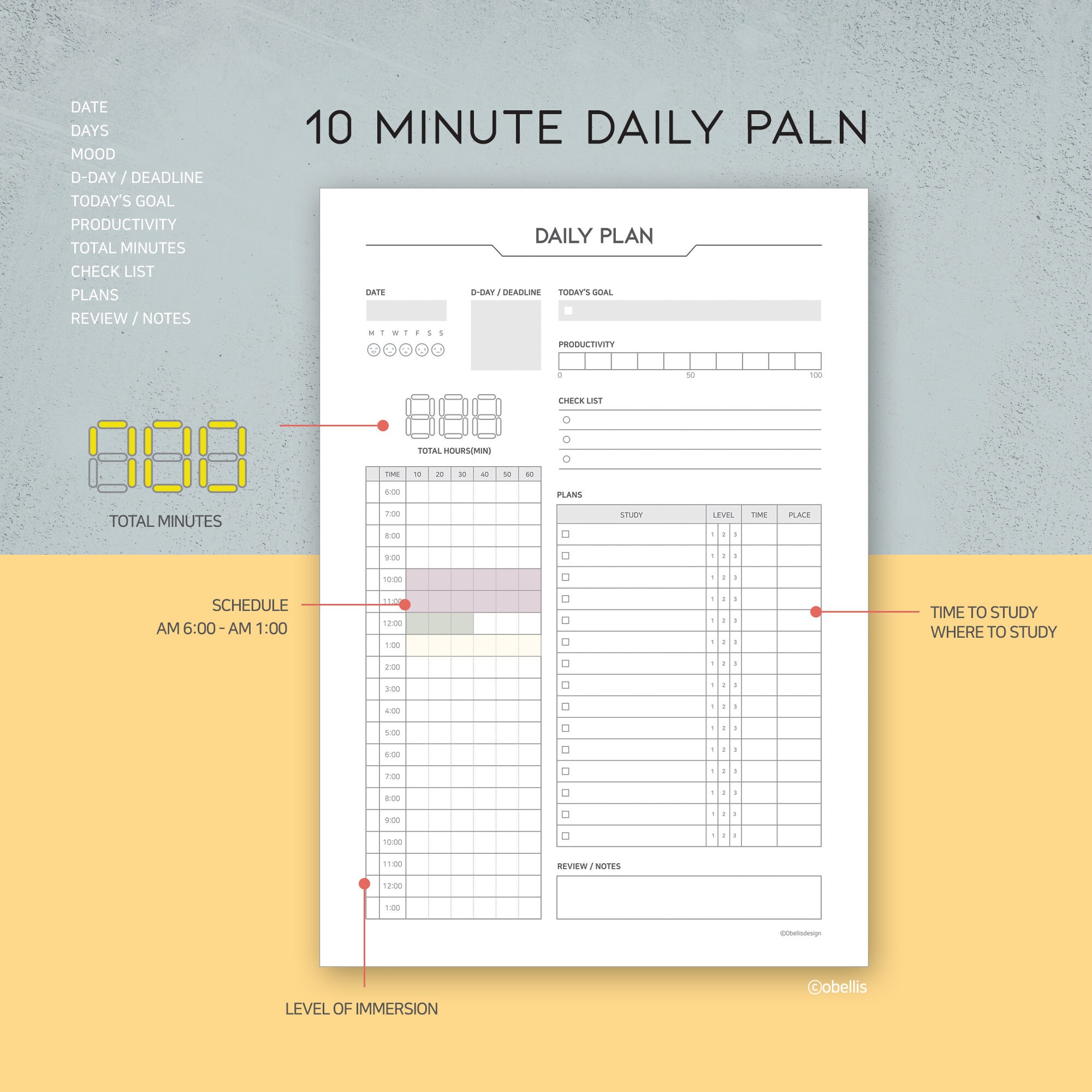 Study Planner Printable Digital 10 Minute Study Planner - Etsy