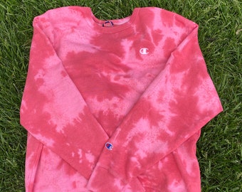 pink tie dye champion sweatshirt