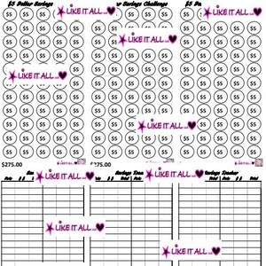 5 Dollar Savings Challenge Cards with Tracker Cards - Printable