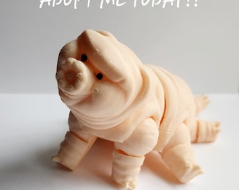 3D Printed Articulated Flexi Fidget Tardigrade UNIQUE Birthday Friend Teen Tween White Elephant Science Christmas Gift Stocking Stuffer