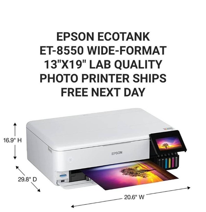 Epson EcoTank ET-8550 Wide Format 13x19 Large Photo Quality Printer Ships FREE Next Day! Perfect for Sublimation! 