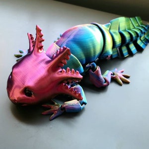 3D Printed Rainbow Ombre Lucky AXOLOTL Articulated Flexi 7&quot; Fidget Easter Basket Birthday Tweens Teens Gift Friend Who Has Everything
