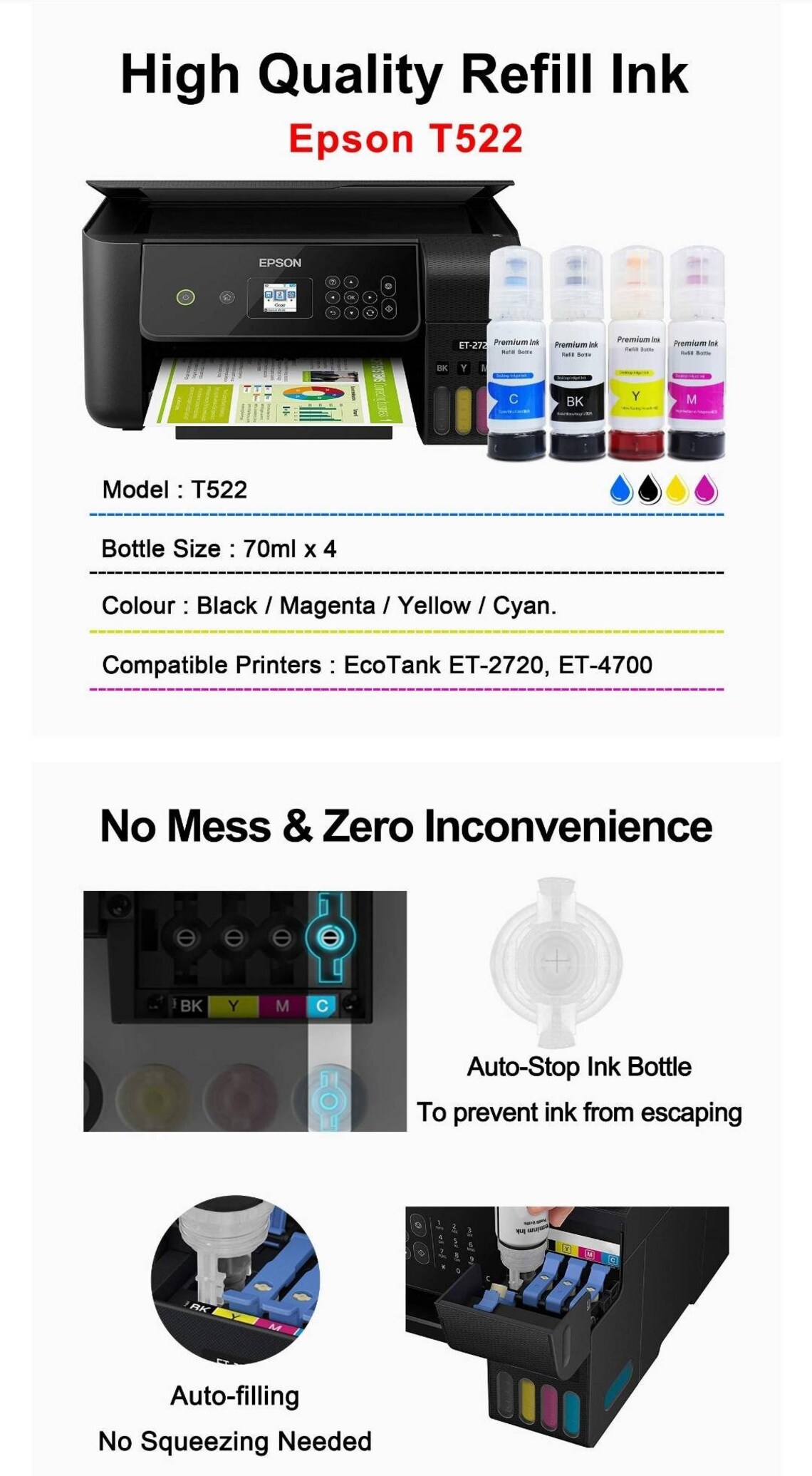 Sublimation Ink for Epson 2720 4 pack includes black cyan Etsy