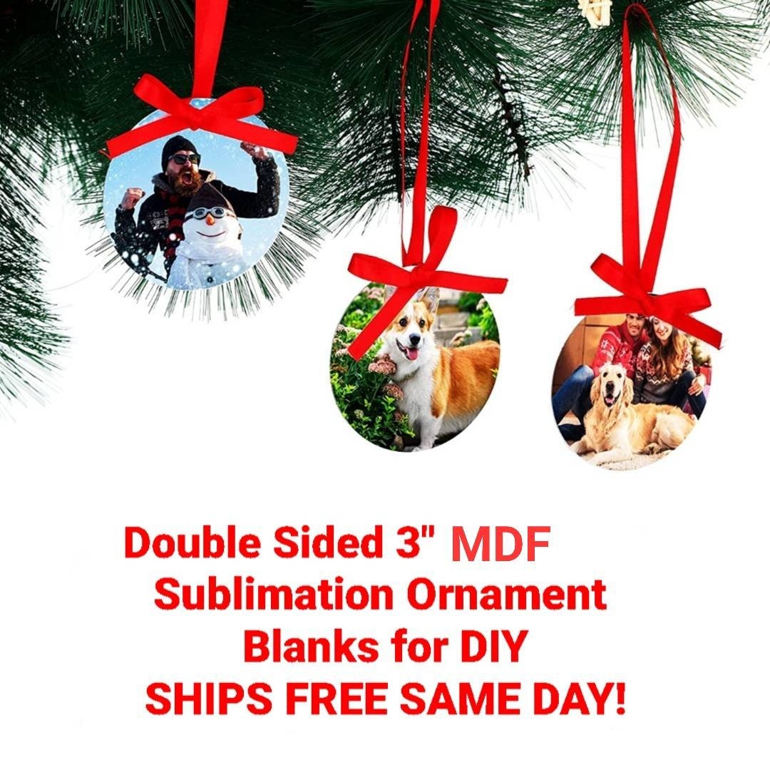 Ten Double Sided 3 Inch Sublimation Christmas Ornament Custom Gift Tag DIY  Blanks for Personalized Gifts Ships Free SAME Day 