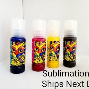 Sublimation Ink for Epson 2720, ET 4700, ET-2800: 4 pack includes black, cyan, yellow, and magenta in Pop On bottles. Ships free Next Day!