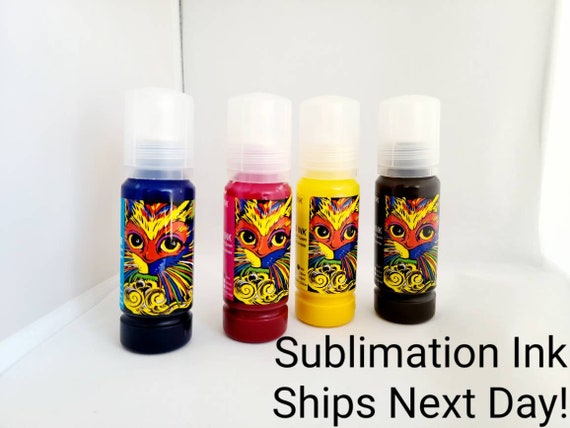 Sublimation Ink for Epson 2720, ET 4700, ET-2800: 4 pack includes black, cyan, yellow, and magenta in Pop On bottles. Ships free Next Day!