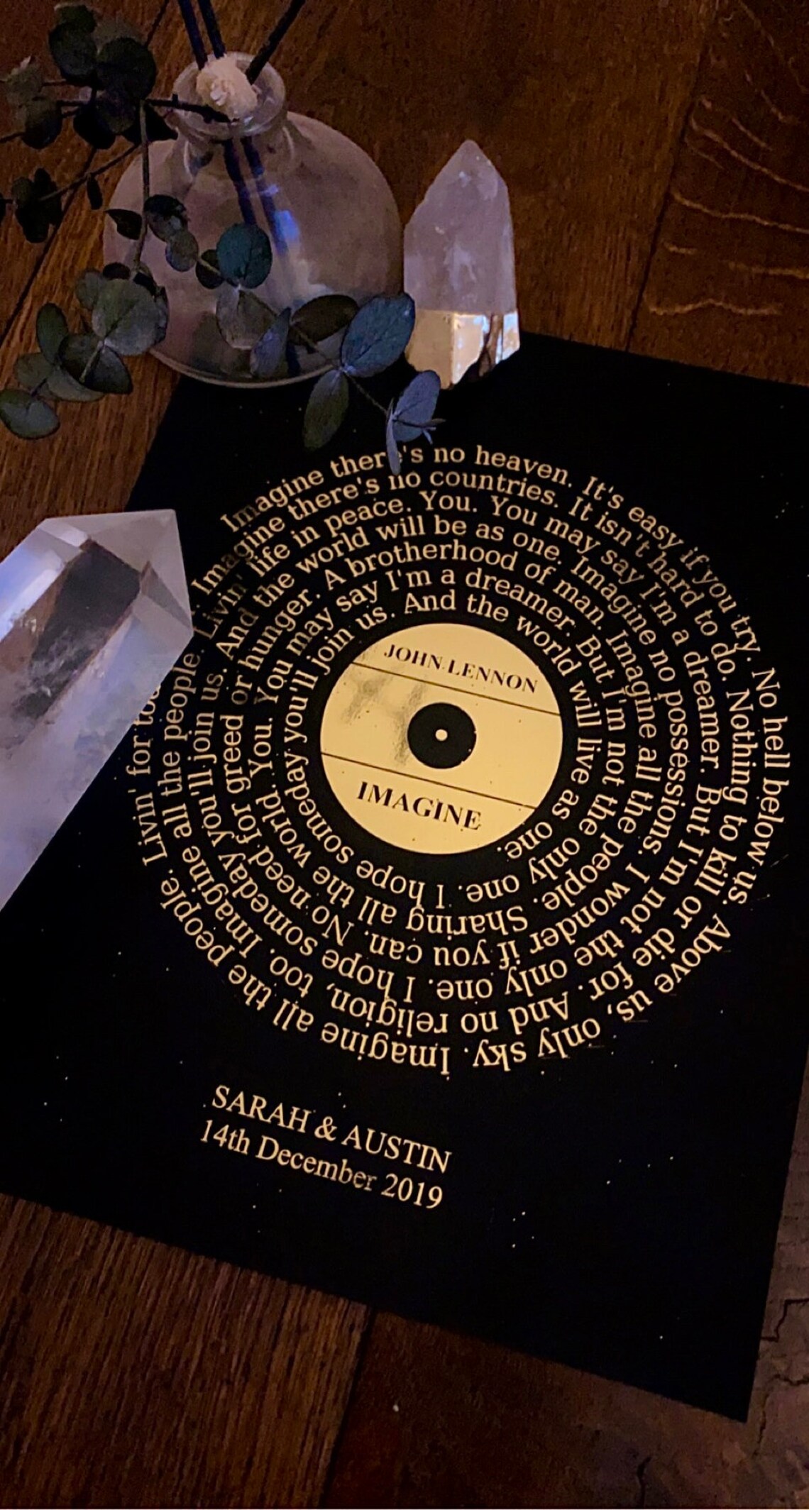 Custom Record Player Song Lyrics Art Foil Print 9 Colors Etsy