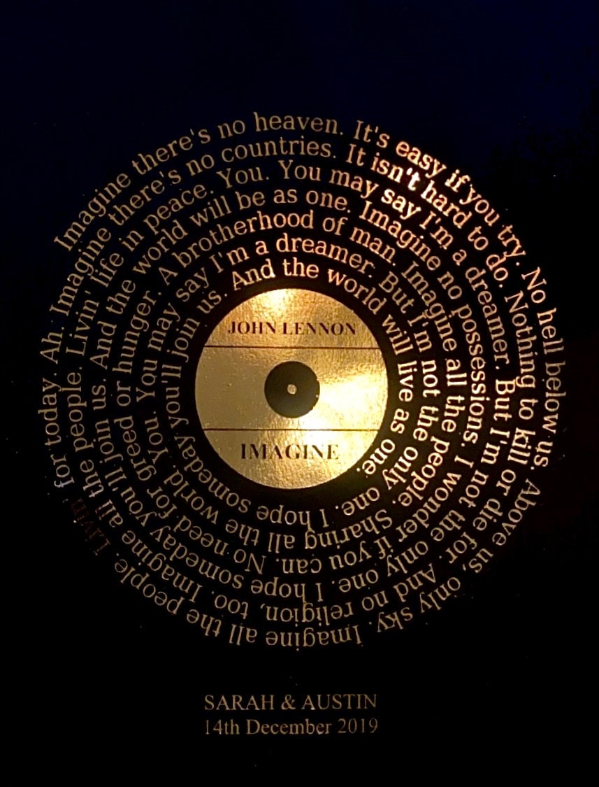 Custom Record Player Song Lyrics Art Foil Print 4 Colors Etsy UK