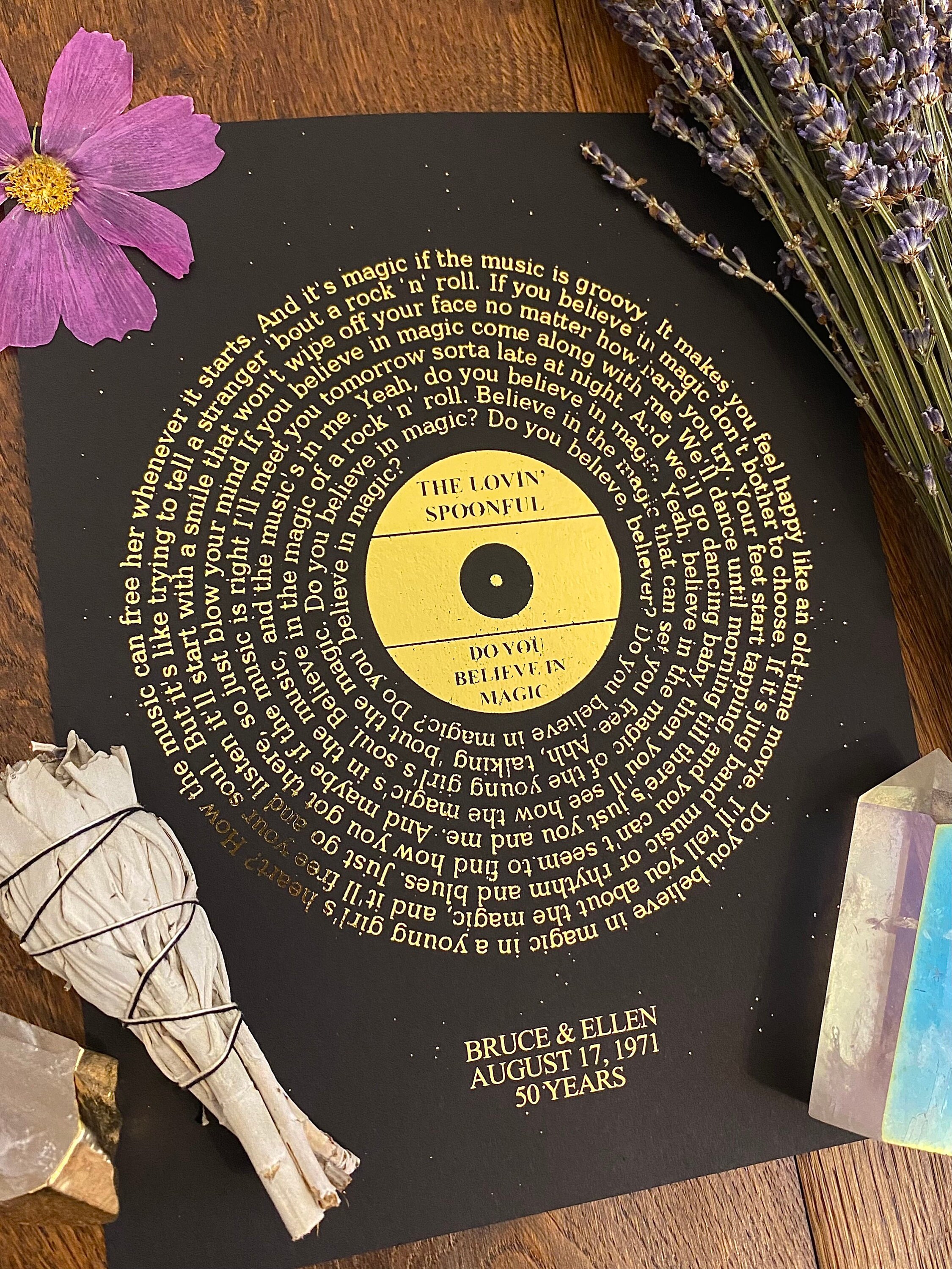 Custom Record Player Song Lyrics Art Foil Print 9 Colors Etsy