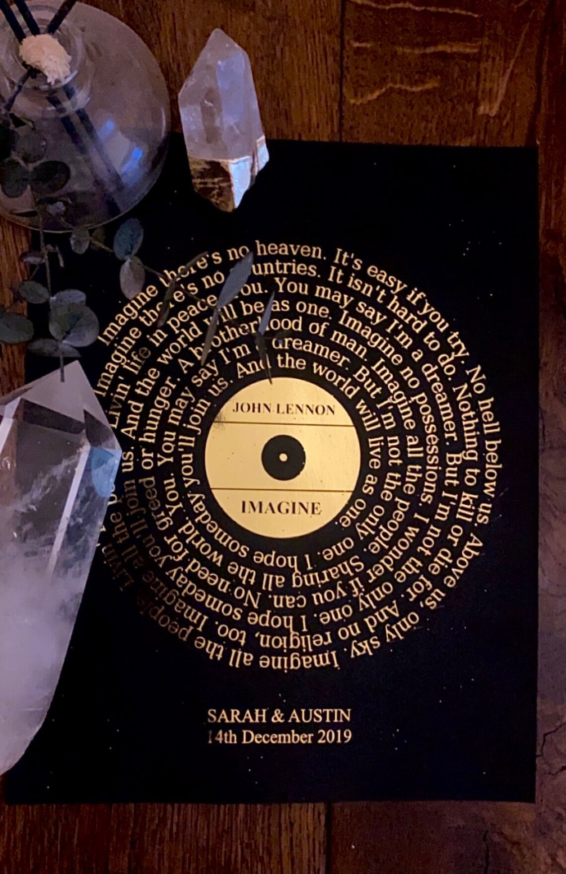 Custom Record Player Song Lyrics Art Foil Print 9 Colors Etsy