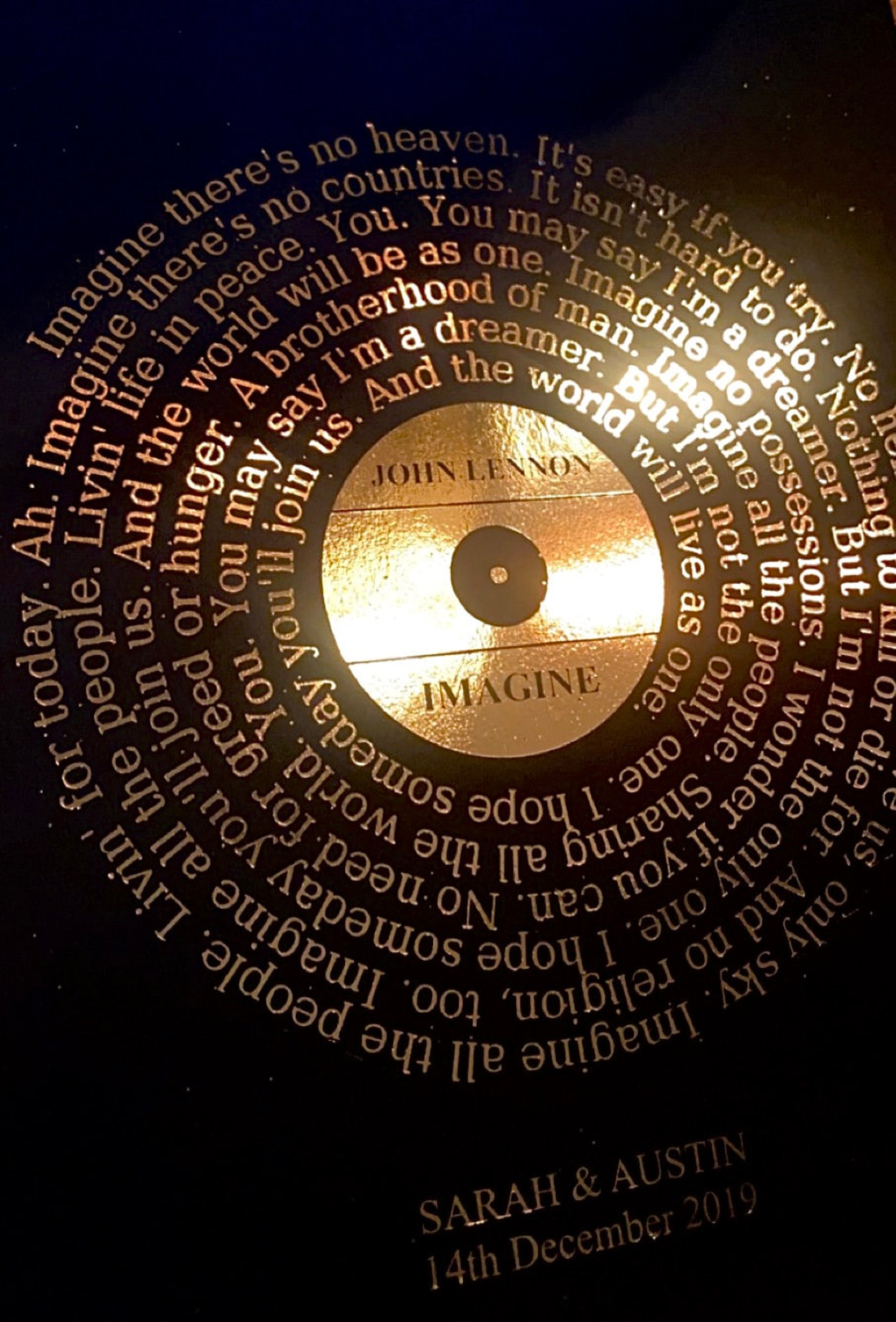 Custom Record Player Song Lyrics Art Foil Print 9 Colors Etsy