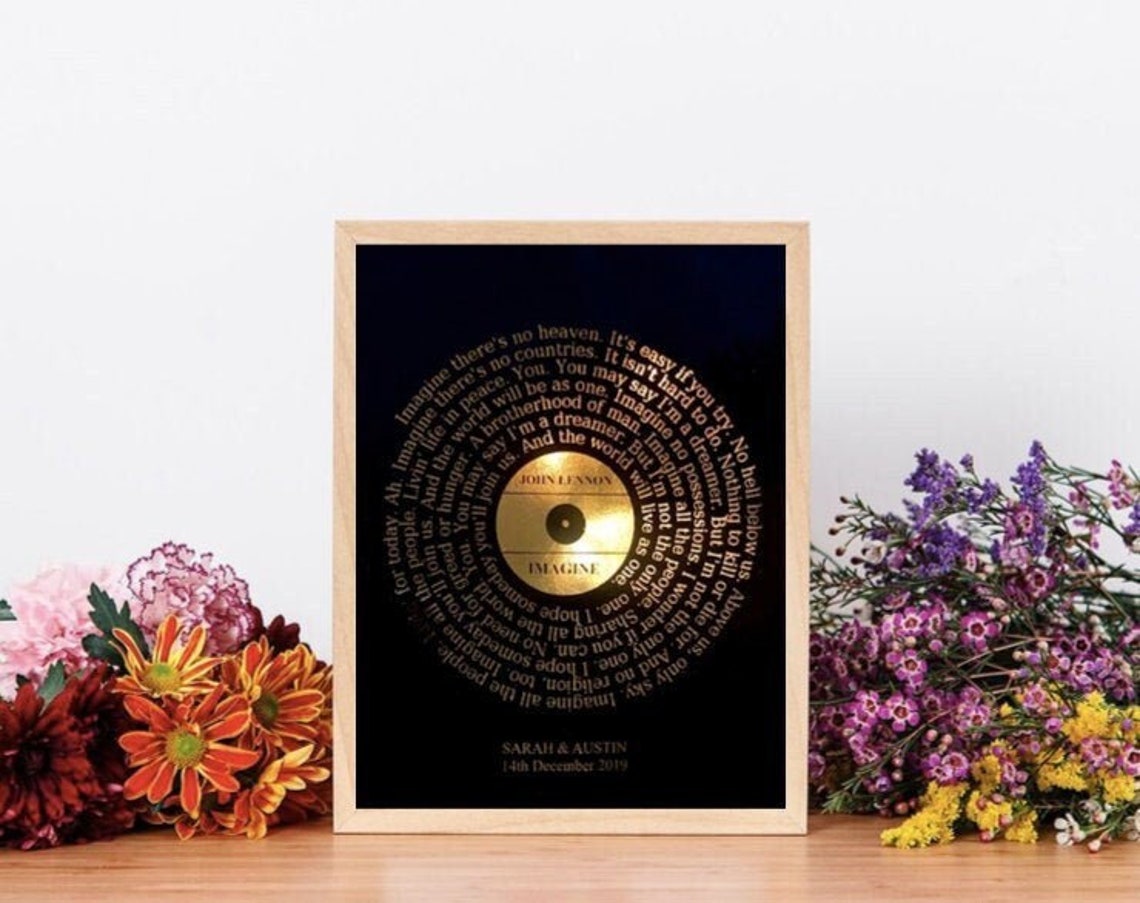 Custom Record Player Song Lyrics Art Foil Print 9 Colors Etsy