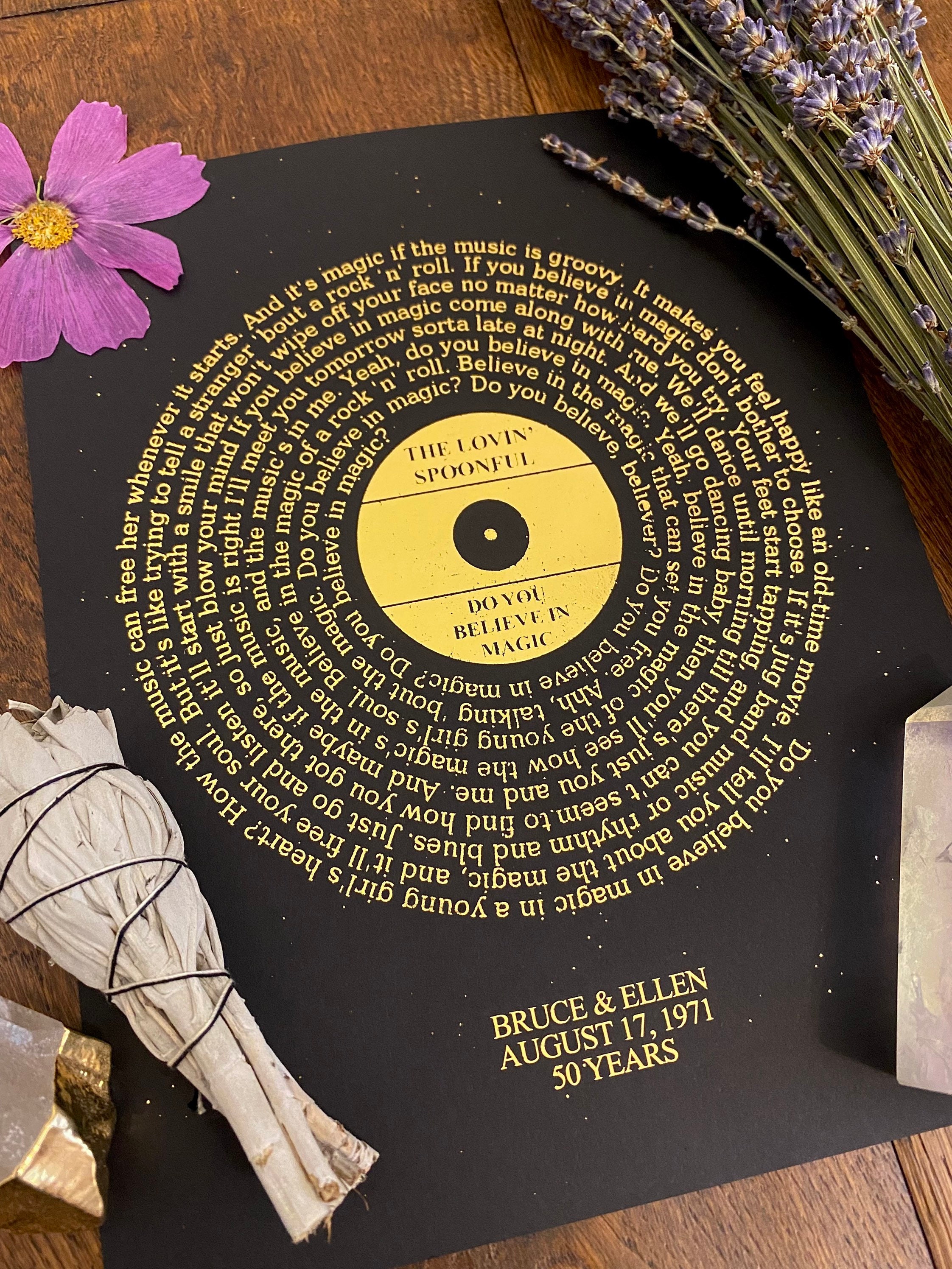 Custom Record Player Song Lyrics Art Foil Print 9 Colors Etsy