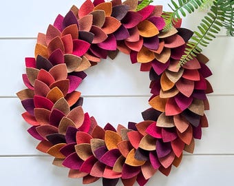 Handcrafted Fall Felt Leaf Wreath: Boxwood Inspired Home Decor