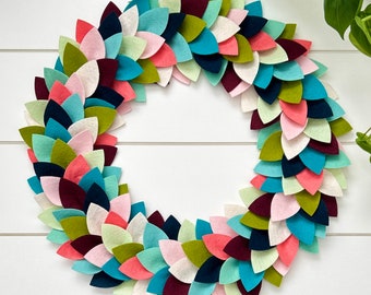 Colorful Felt Wreath: Modern Boxwood Inspired Door Decor