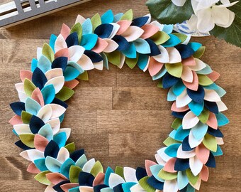 Timeless Farmhouse Felt Wreath, Boxwood Inspired Décor, Shallow Enough to fit any Door, Unique Gift for Someone Special