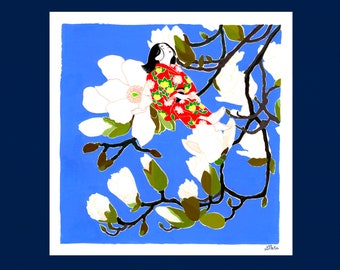 Les magnolias, tirage d'art sur papier format carré