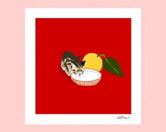 lemon kitten art card