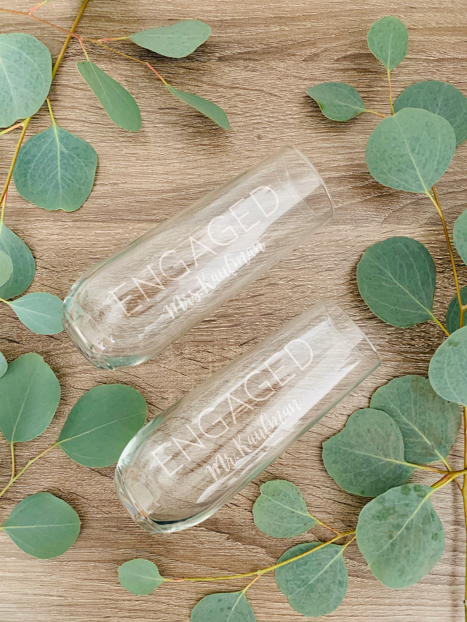 Personalized Engagement Champagne Flute Permanent Etched Engaged