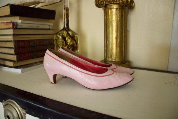 Buy 1960s Vintage Ballerina Heels Baby Pink and Hot Pink Leather by Wolff Kitten Heel Closed Toe Size 6.5 Online in India Etsy