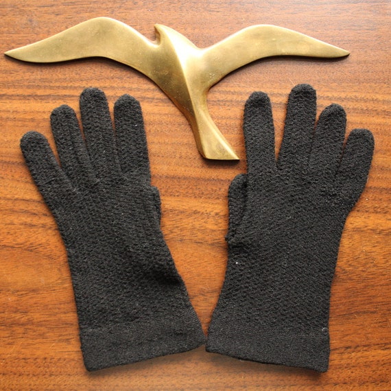 Helinca vintage black knit super stretchy gloves … - image 6