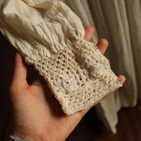 1970s vintage cream crochet indian cotton dress m… - image 10