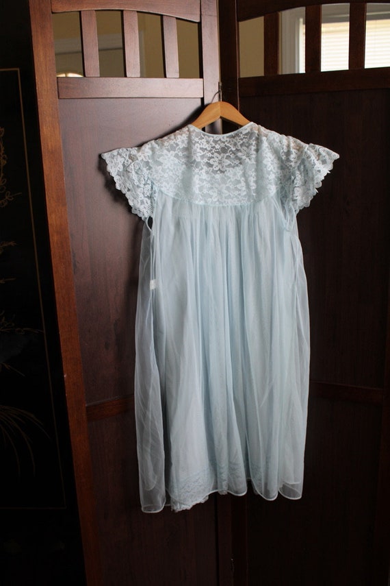 1960s blue peignoir robe nightgown set knee lengt… - image 8