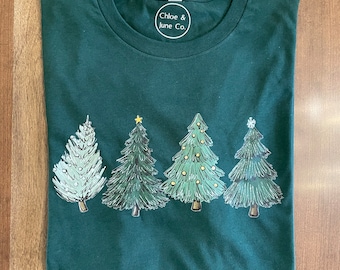 Classic Christmas Tree T-Shirt, Christmas Trees, Whimsical Holiday Trees, Unisex T-Shirt, Winter Trees, Holiday Trees