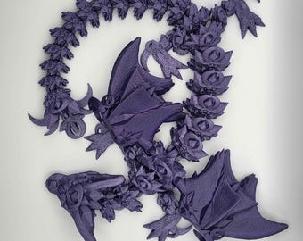 Night-wing 3D printed articulating dragon fidget desk toy Huge (19")