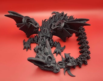Drago articolato Night-wing stampato in 3D, giocattolo antistress da scrivania, enorme (48 cm)