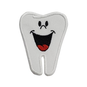Cartoon Zahn gestickt Aufnäher 2,3 "x 3" Inspiration Lustig Humor Lachen Witz Animation Kind Baby Mädchen Junge Glücklich Spaß Zahnfee Bild 1