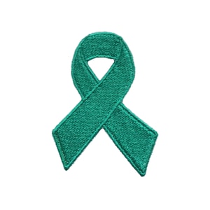 May include: A teal green ribbon, a symbol of awareness and support for various causes.