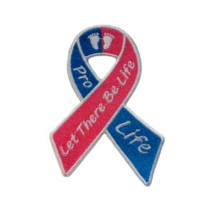 Pro Life Awareness Ribbon Embroidered Iron On Patch Gifts Fundraising