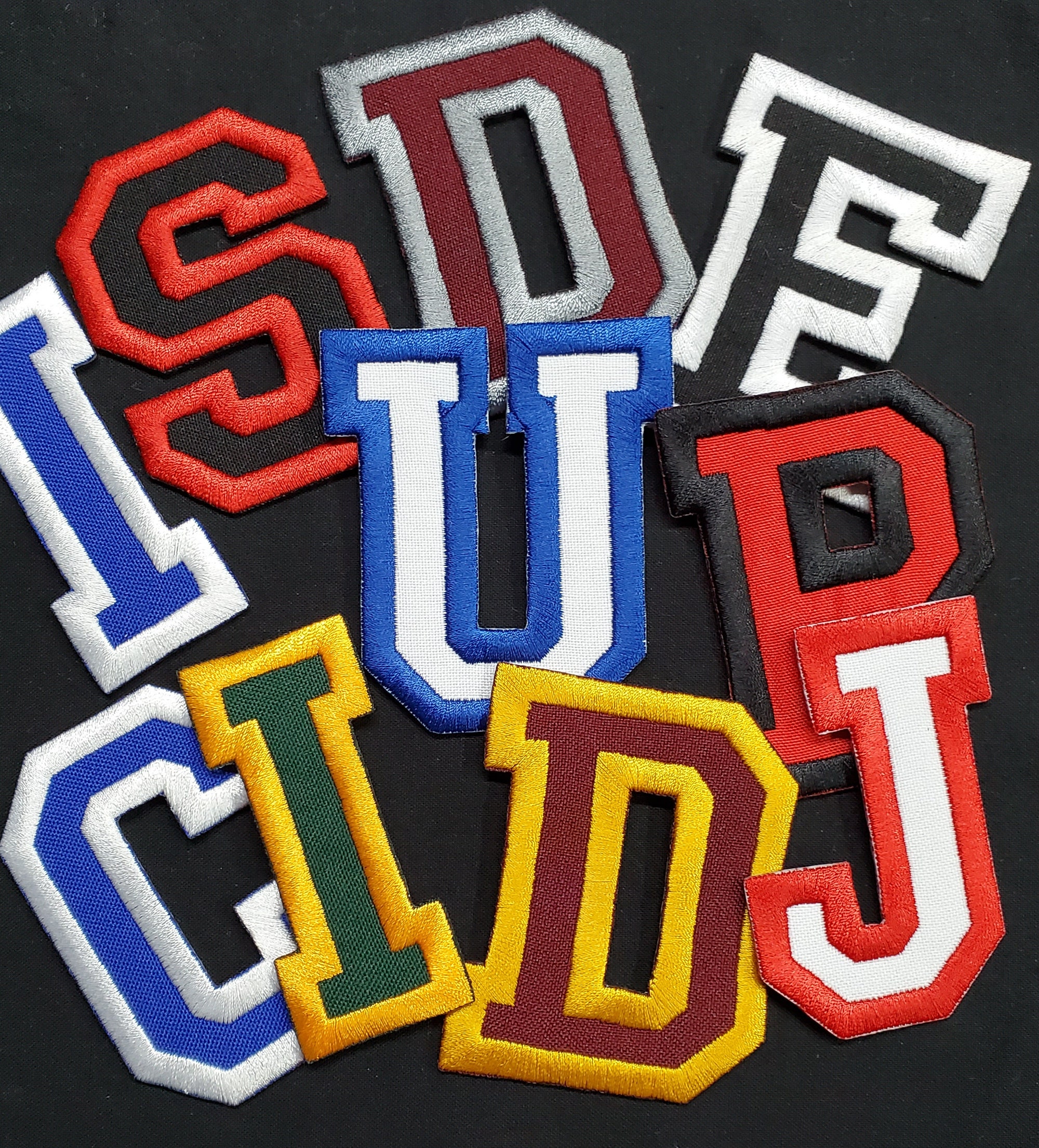 College letter best sale patches