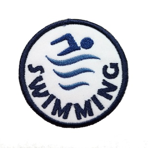 Swimming Merit Badge Embroidered Iron On Patch 2.4&quot;