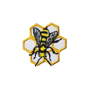 Bumble Bee Honeycomb Iron On Patch 1.9&quot; Cute For Kids Children Beekeeper Hive Pollen Honeybee