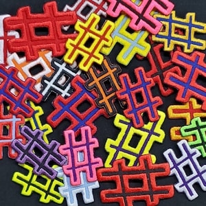 Hashtag Number Sign Bordado Aplique Ferro Em Patch Muitas Cores e Tamanhos Letras e Números Universitários