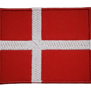 Denmark Flag Embroidered Iron On Patch Hook & Loop Support Denmark NATO