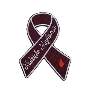 Multiple Myeloma Awareness Ribbon Embroidered Iron On Patch Gifts Fundraising 2.1&quot; x 3.0&quot;