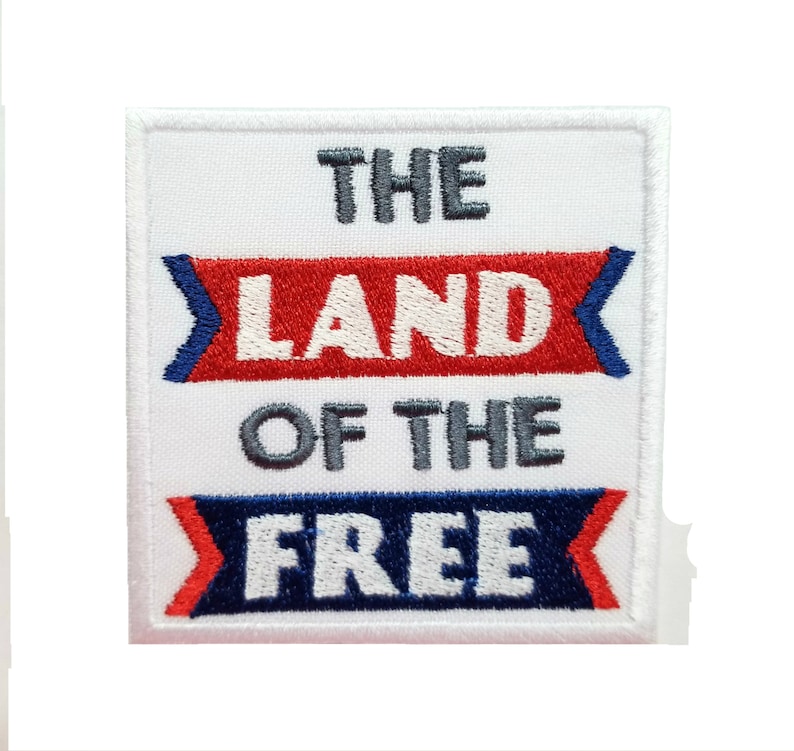 Patriotic American 4th Fourth of July Land of the Free Embroidered Iron On Patch 2.8 x 2.8