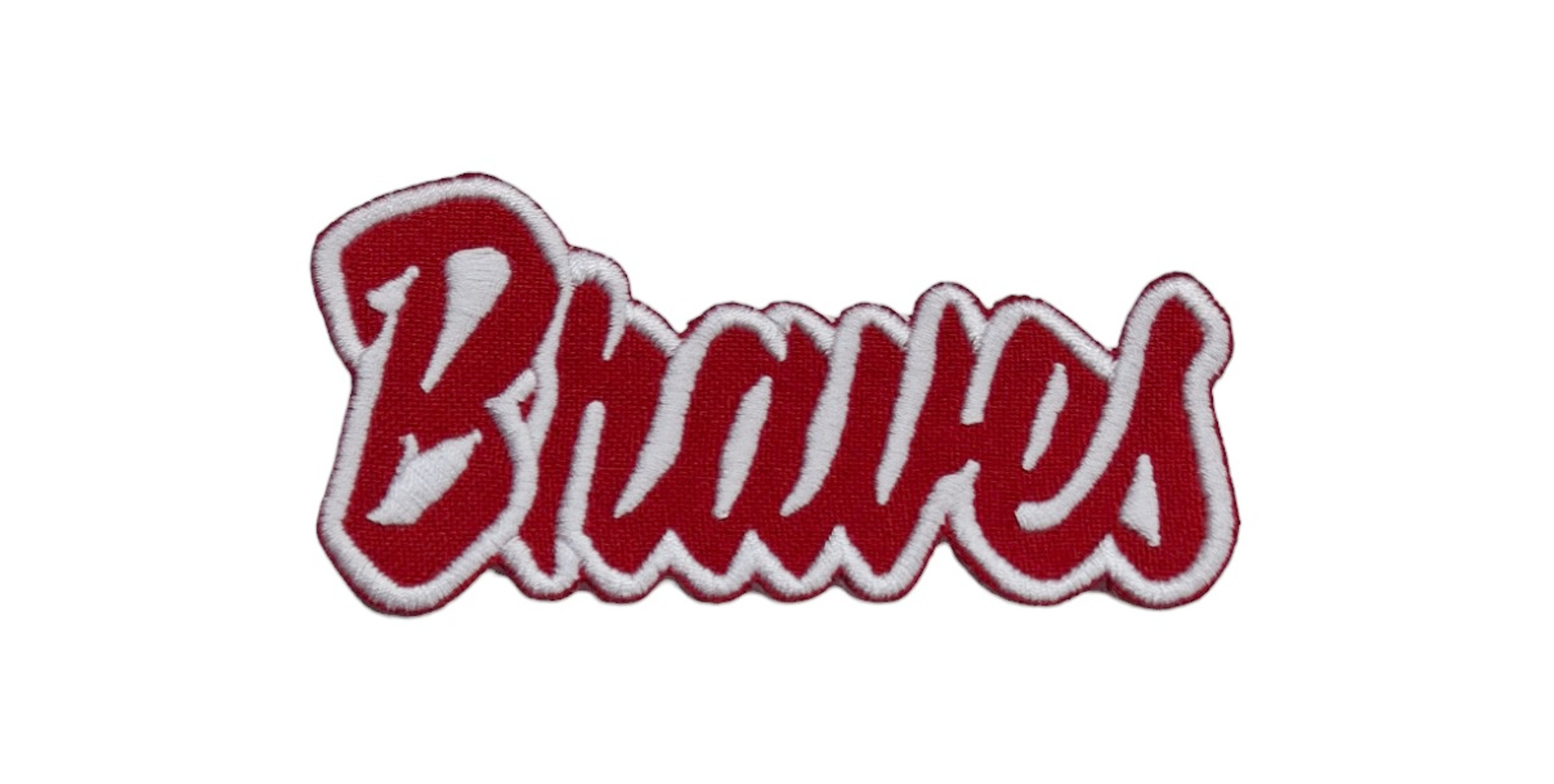 Braves Text Embroidered Applique Iron on Patch Various Sizes Team Name ...