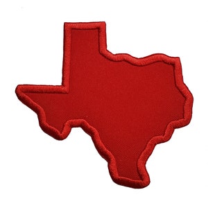 State of Texas Embroidered Applique Iron On / Sew On Patch 3.75&quot; x 3.5&quot; Red